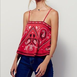 Free People Flirt Alert embroidered tube top